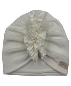 Zamatový turban s volánikom, ecru