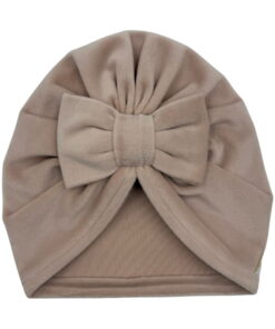Alternative view of Zamatový turban s mašľou, béžový