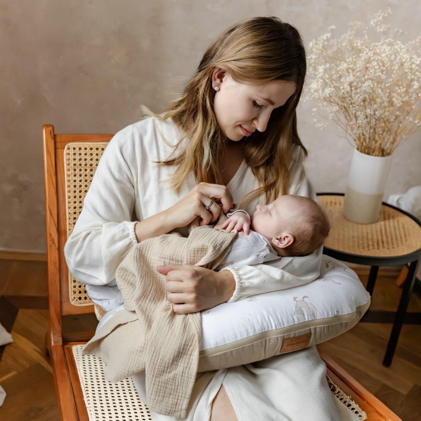 Mušelínové plienky 2 ks 50x60 cm, béžová a modrá – Obrázok 3