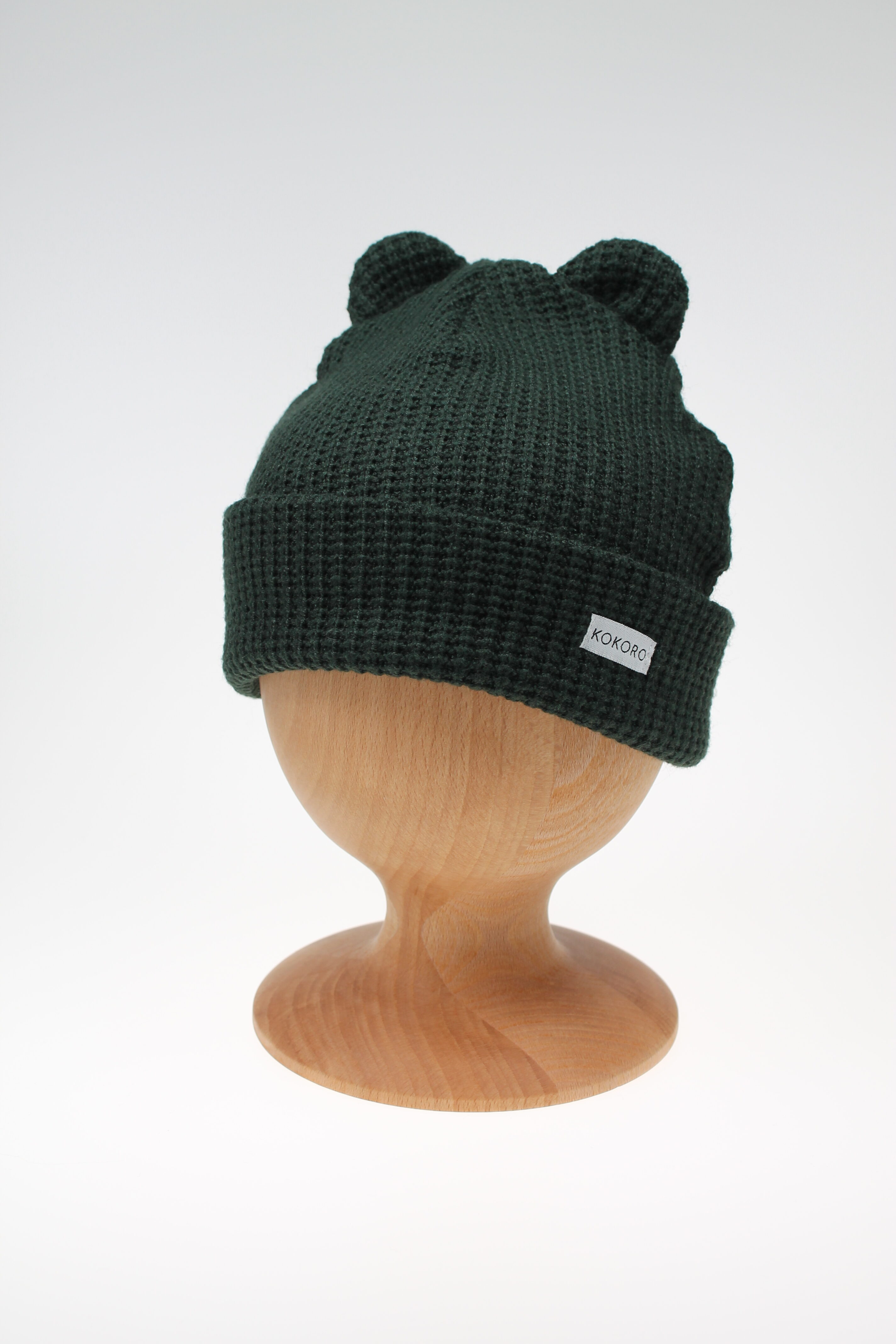 Kokoro zimná čiapka s uškami - tmavozelená – Obrázok 2