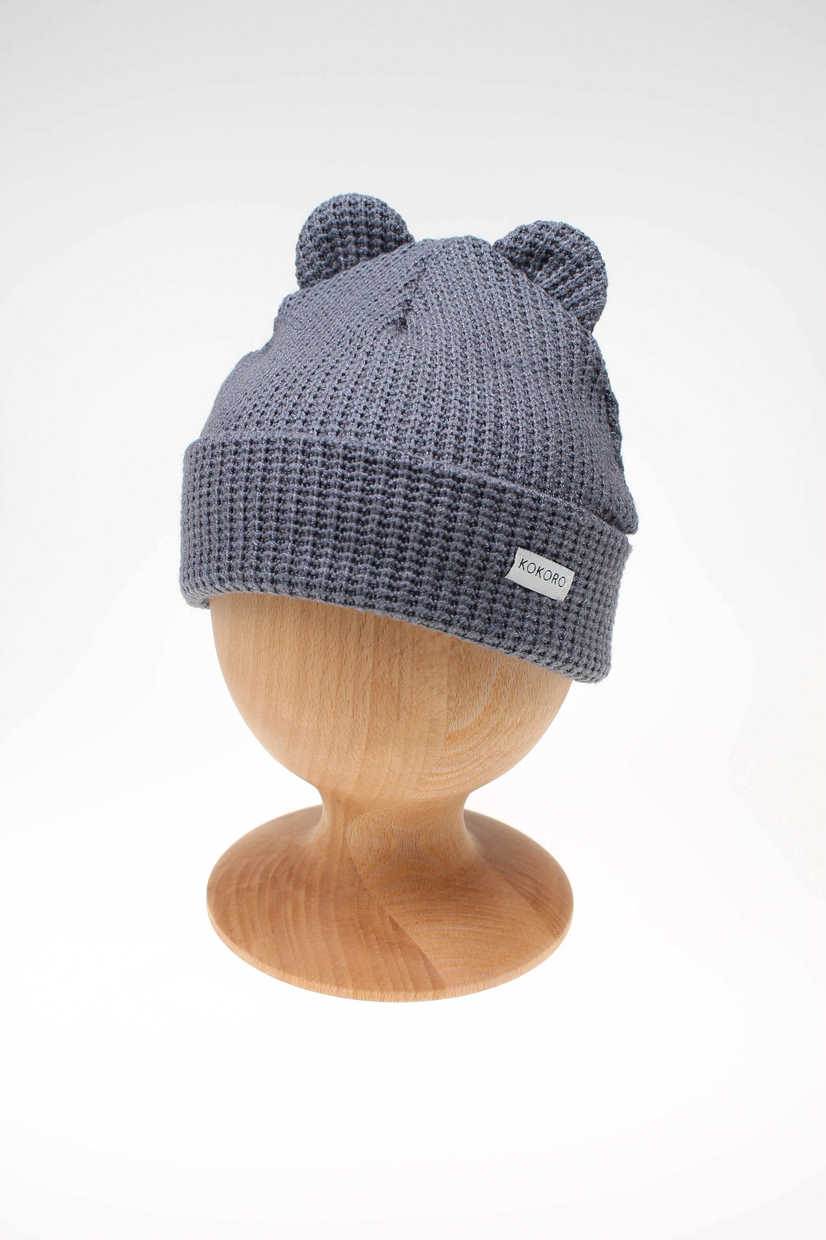Kokoro zimná čiapka s uškami - modro-šedá – Obrázok 2